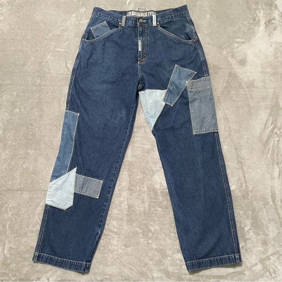 Vintage Karl Kani Denim Patchwork Baggy Jeans Hip Hop Y2K Size 36